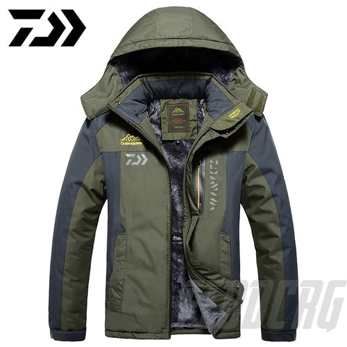 2020 New DAWA Thick Fishing Jacket Winter Waterproof Fishing Clothing Men Warm Fleece Cycling Fishing Coat Oversized Size M-9XL